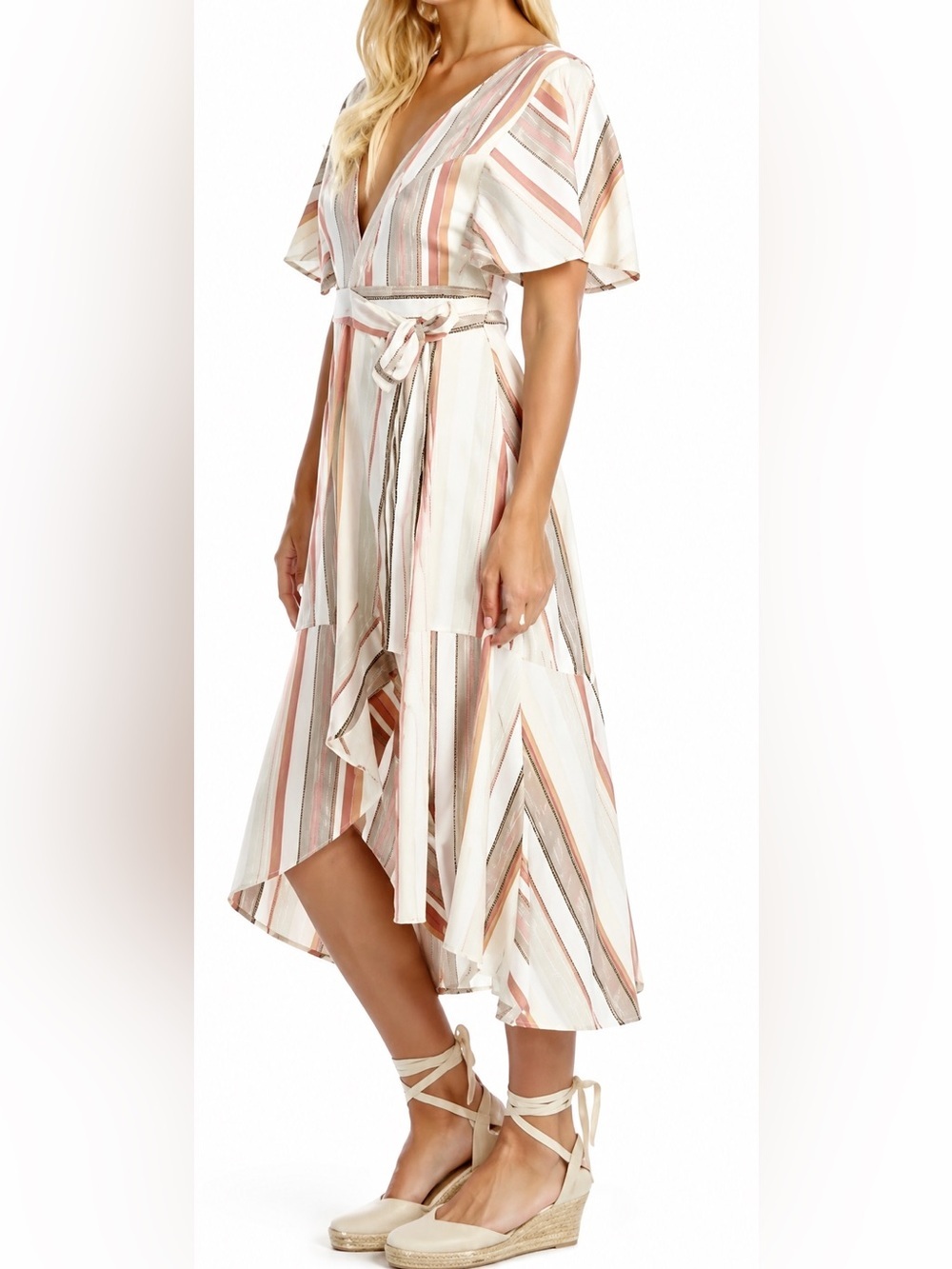 Saltwater Luxe striped tiered midi dress, small